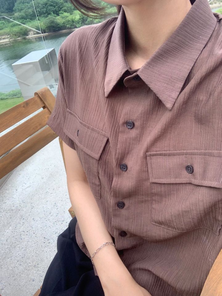 DOIT東大門㊣代購女裝新品休閑職業人氣25春夏襯衫蕾絲衫羅紋DOIT襯衫/蕾絲衫