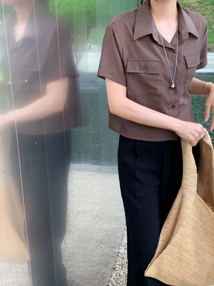 DOIT東大門㊣代購女裝新品休閑職業人氣25春夏襯衫蕾絲衫羅紋DOIT襯衫/蕾絲衫