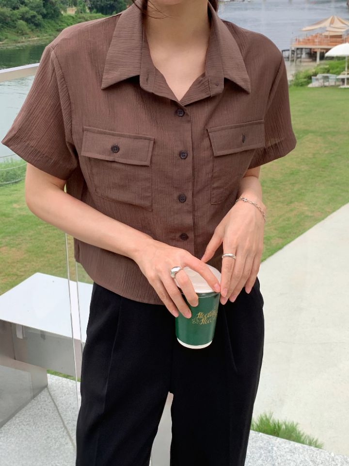 DOIT東大門㊣代購女裝新品休閑職業人氣25春夏襯衫蕾絲衫羅紋DOIT襯衫/蕾絲衫