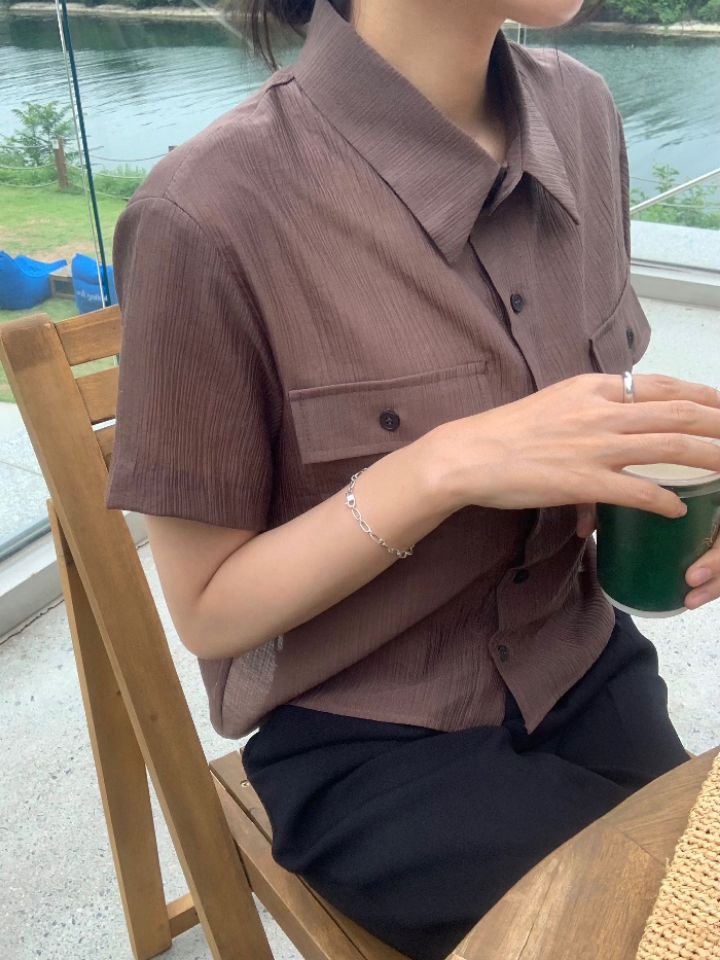 DOIT東大門㊣代購女裝新品休閑職業人氣25春夏襯衫蕾絲衫羅紋DOIT襯衫/蕾絲衫