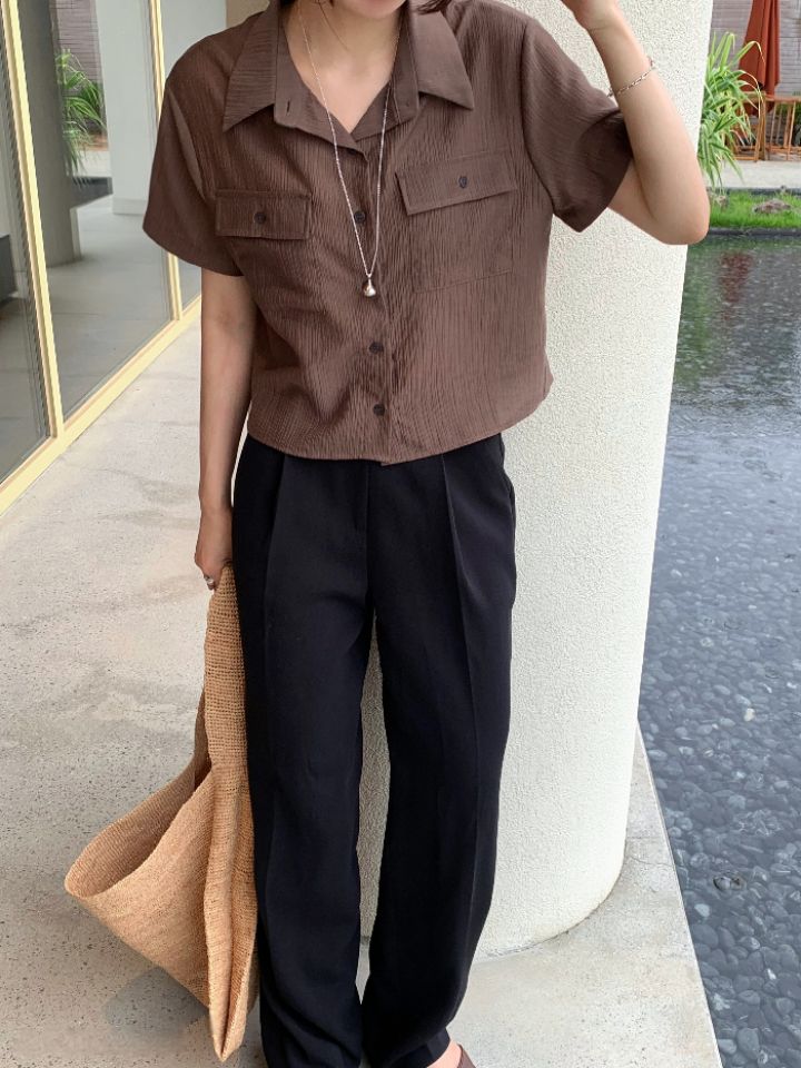 DOIT東大門㊣代購女裝新品休閑職業人氣25春夏襯衫蕾絲衫羅紋DOIT襯衫/蕾絲衫
