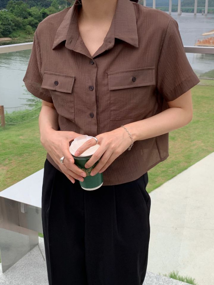 DOIT東大門㊣代購女裝新品休閑職業人氣25春夏襯衫蕾絲衫羅紋DOIT襯衫/蕾絲衫