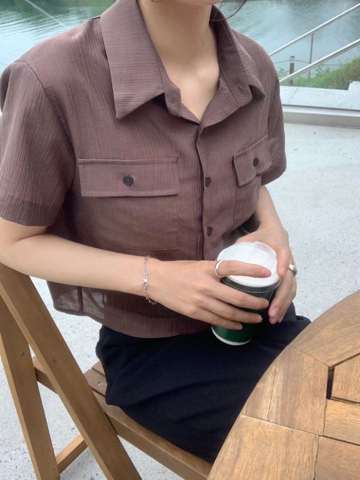 DOIT東大門㊣代購女裝新品休閑職業人氣25春夏襯衫蕾絲衫羅紋DOIT襯衫/蕾絲衫