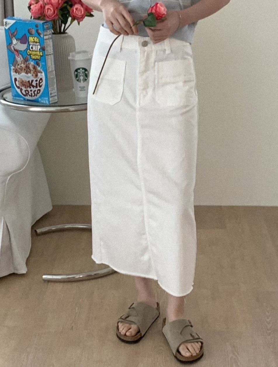 L V C韓國代購㊣女裝新品人氣時尚推薦25春夏職業長裙刺繡L_V_C長裙圖色1