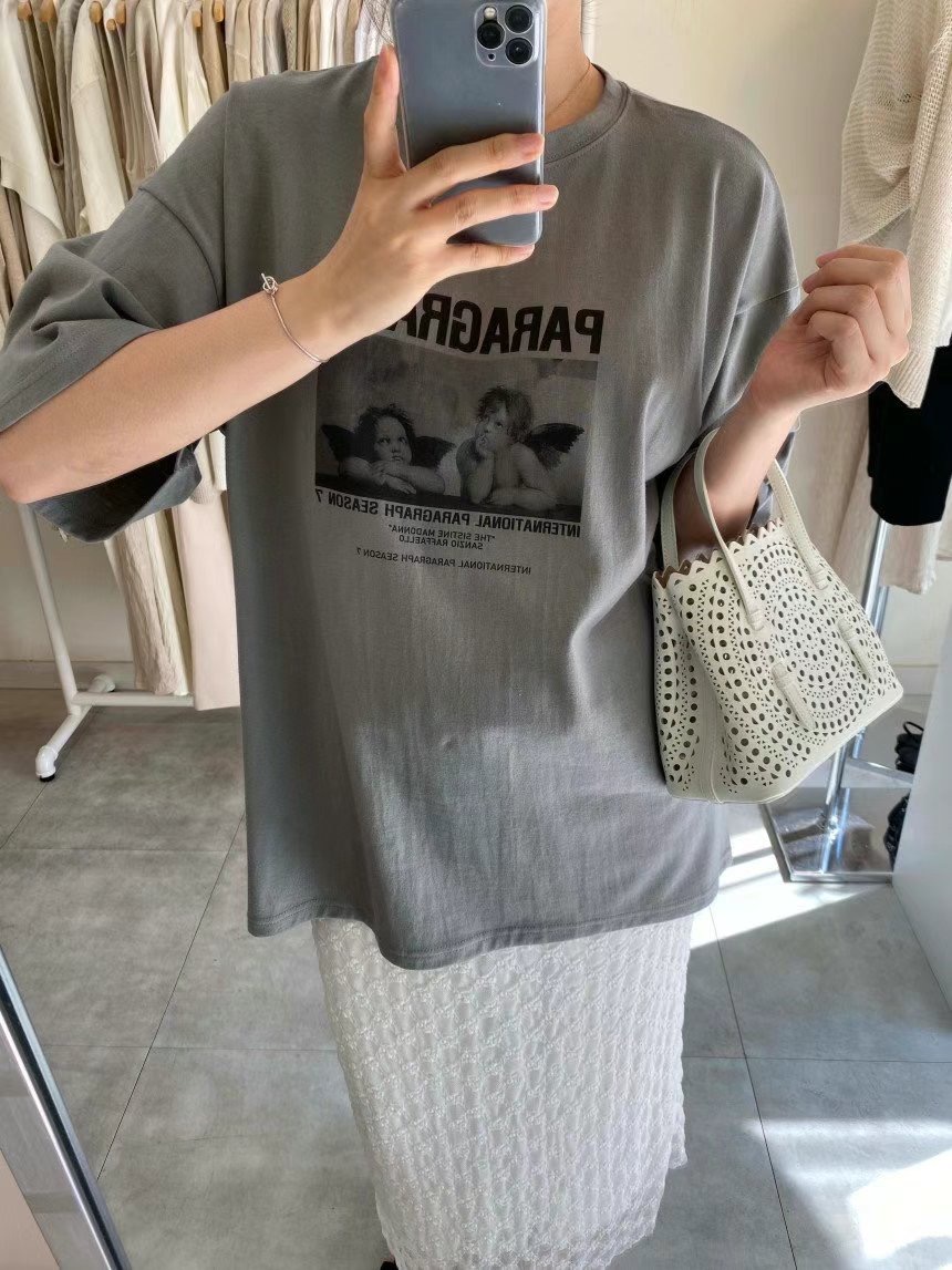 GLOSSY東大門㊣代購女裝新品熱賣25春夏職業推薦時尚休閑T恤GLOSSYT恤圖色3
