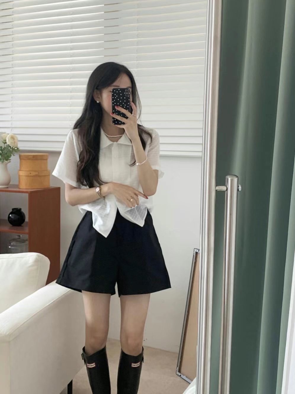 GLOSSY韓國代購㊣女裝新款25春夏熱賣時尚職業休閑襯衫蕾絲衫GLOSSY襯衫/蕾絲衫