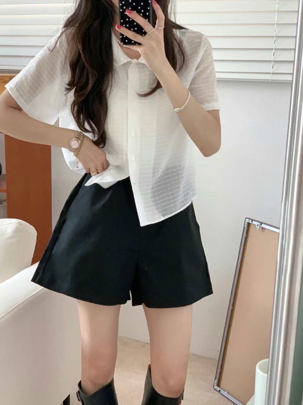 GLOSSY韓國直郵㊣女裝新款職業人氣真品25春夏時尚休閑短褲GLOSSY短褲圖色2