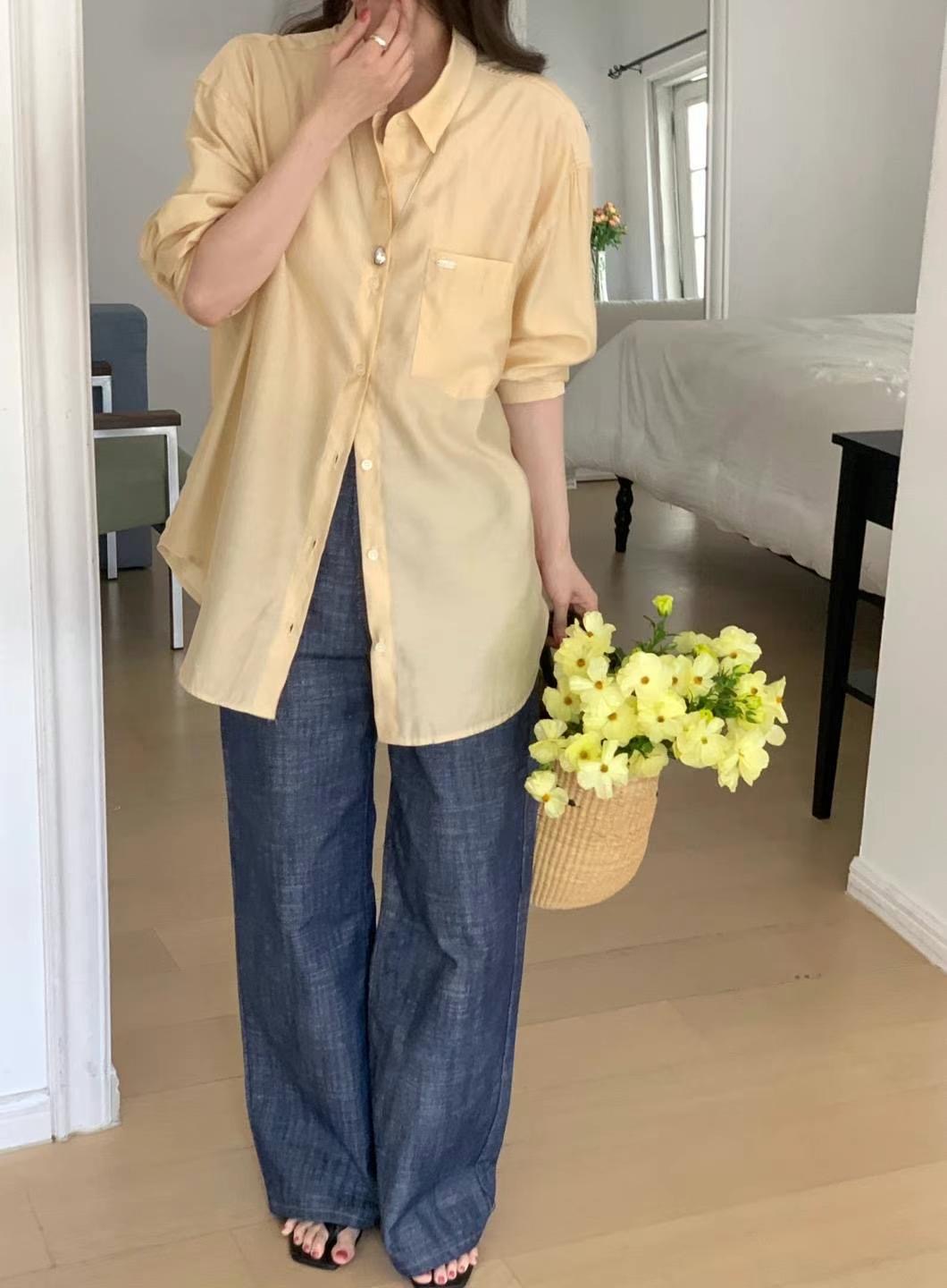 ONEMORETHING東大門㊣實拍女士新款休閑25春夏人氣襯衫蕾絲衫ONEMORETHING襯衫/蕾絲衫圖色3