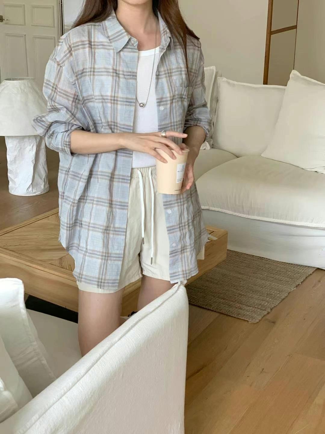 ONEMORETHING韓國代購㊣女士新品25春夏休閑人氣襯衫蕾絲衫ONEMORETHING襯衫/蕾絲衫