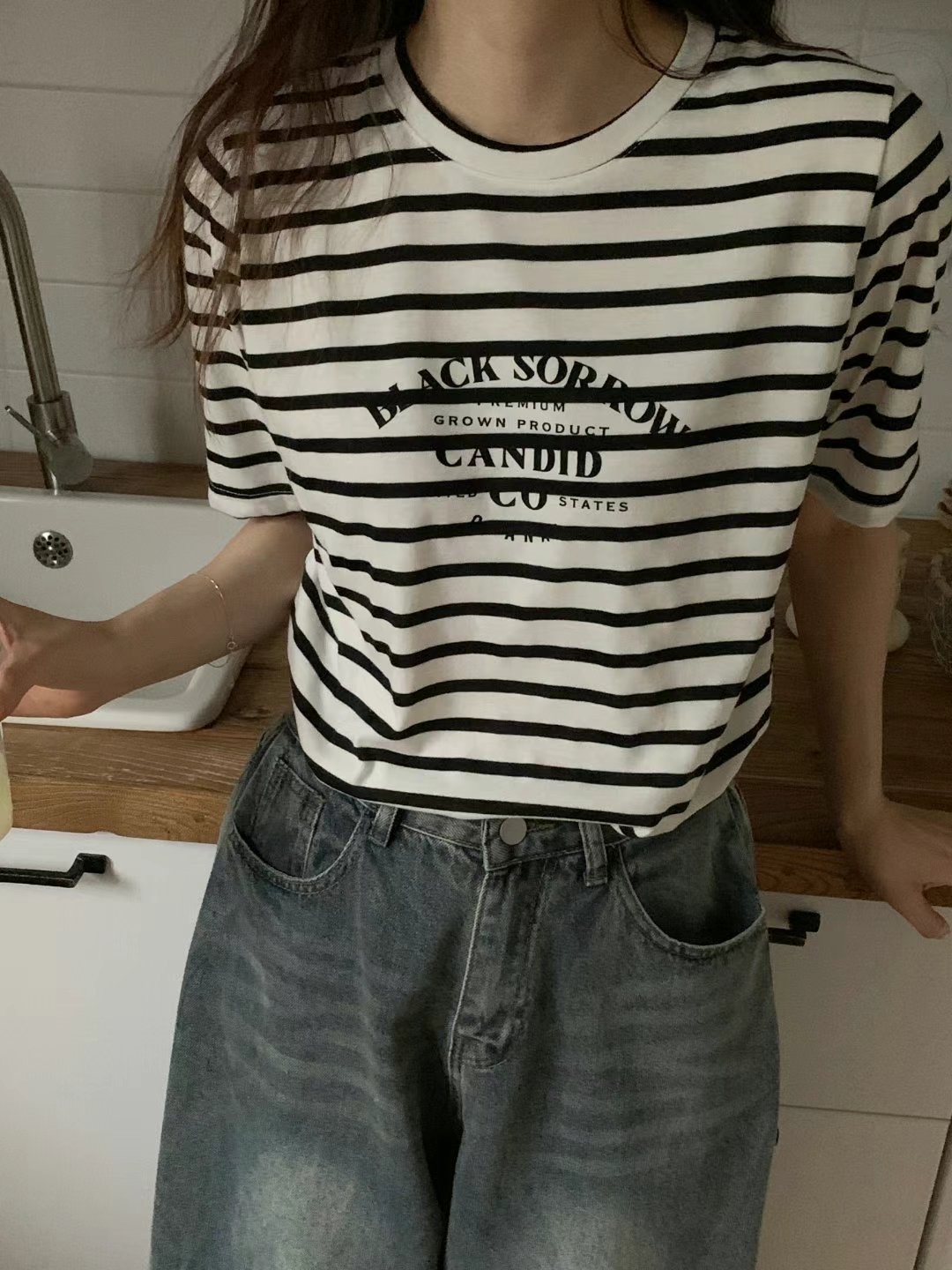 TDOUBLEJ東大門㊣實拍女裝新品人氣休閑真品25春夏推薦職業T恤TDOUBLEJT恤圖色2