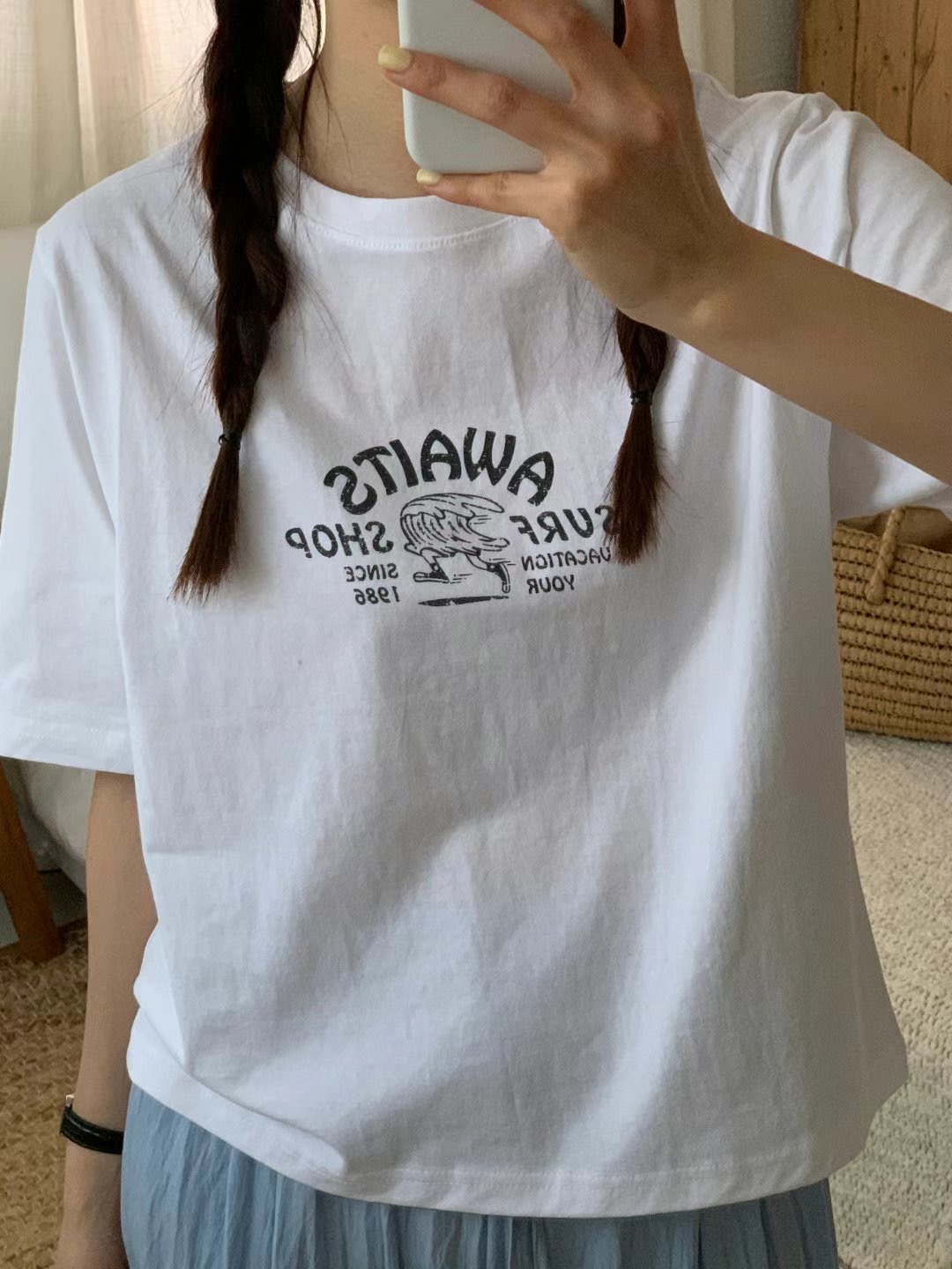 TDOUBLEJ東大門㊣直郵女裝新品真品25春夏職業休閑熱賣時尚T恤TDOUBLEJT恤圖色2