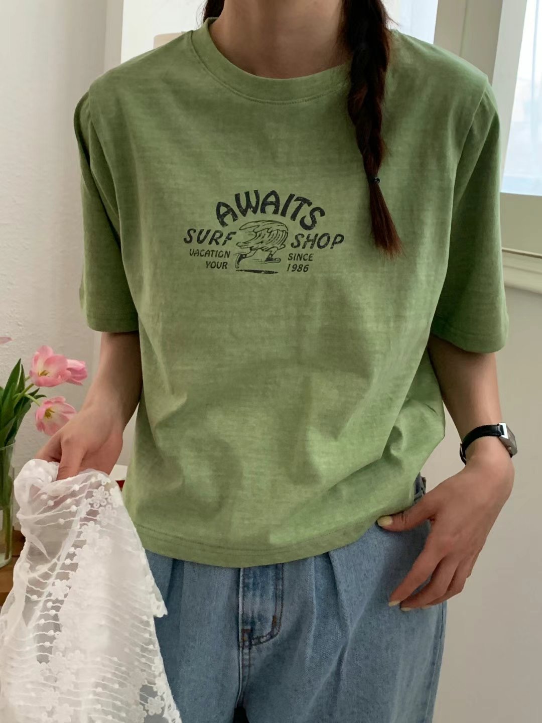 TDOUBLEJ東大門㊣直郵女裝新品真品25春夏職業休閑熱賣時尚T恤TDOUBLEJT恤圖色3