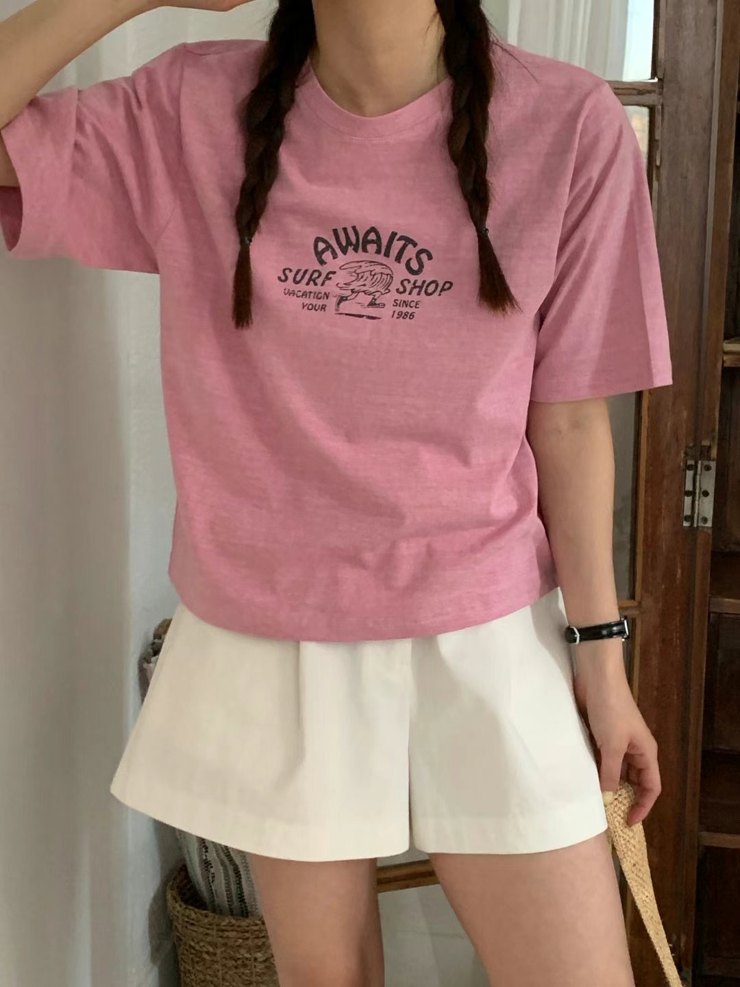 TDOUBLEJ東大門㊣直郵女裝新品真品25春夏職業休閑熱賣時尚T恤TDOUBLEJT恤圖色4