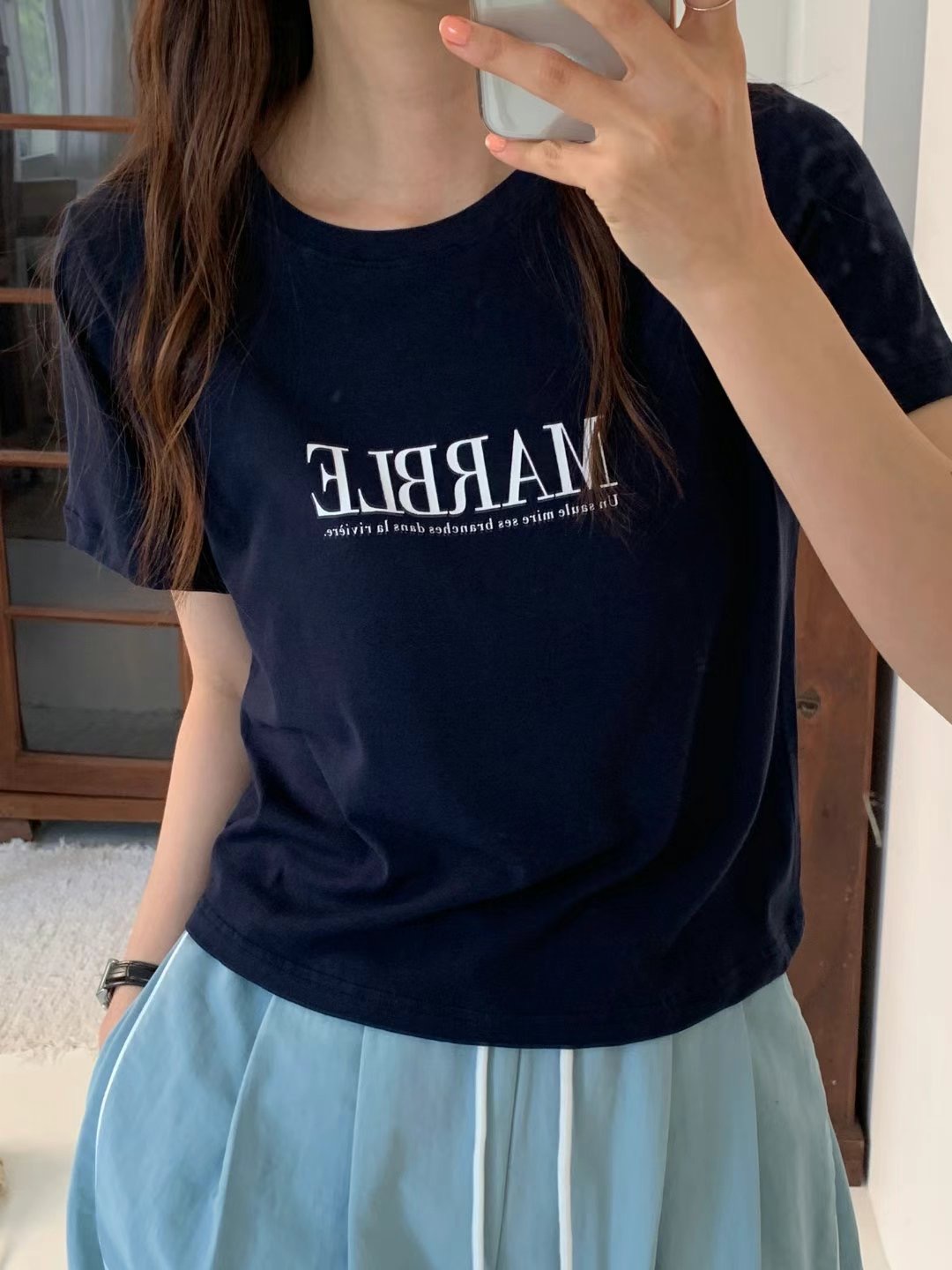 TDOUBLEJ東大門㊣直郵女士新品時尚真品25春夏休閑推薦職業T恤TDOUBLEJT恤圖色4