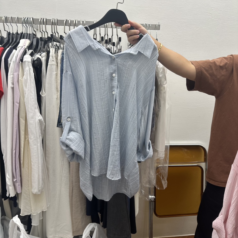 MOANA韓國代購㊣女士新品人氣真品休閑25春夏襯衫蕾絲衫天絲MOANA襯衫/蕾絲衫