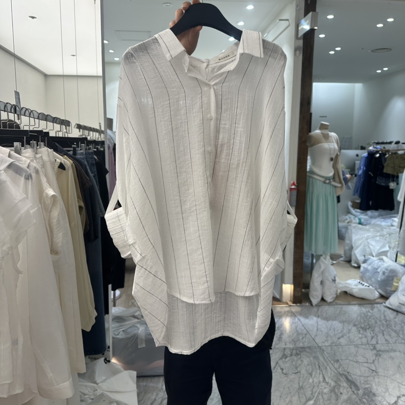 MOANA韓國代購㊣女士新品人氣真品休閑25春夏襯衫蕾絲衫天絲MOANA襯衫/蕾絲衫圖色3