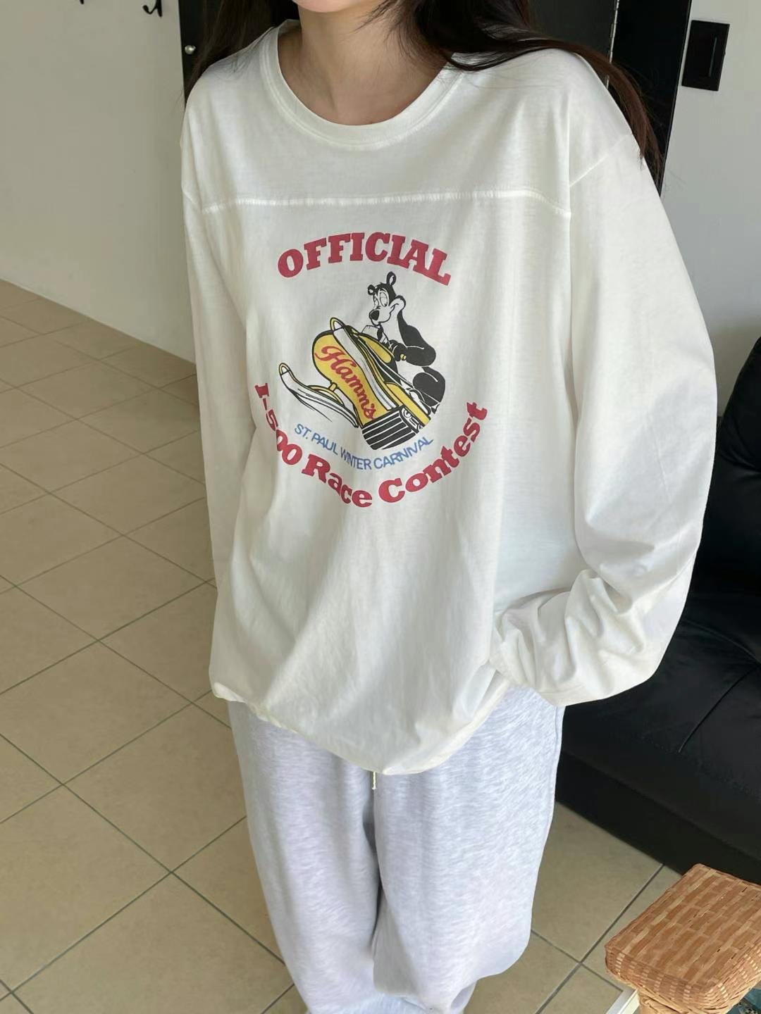 LIBERTE-OT韓國直郵㊣女士新款熱賣職業推薦休閑人氣長袖T恤RETHINK長袖T恤圖色1