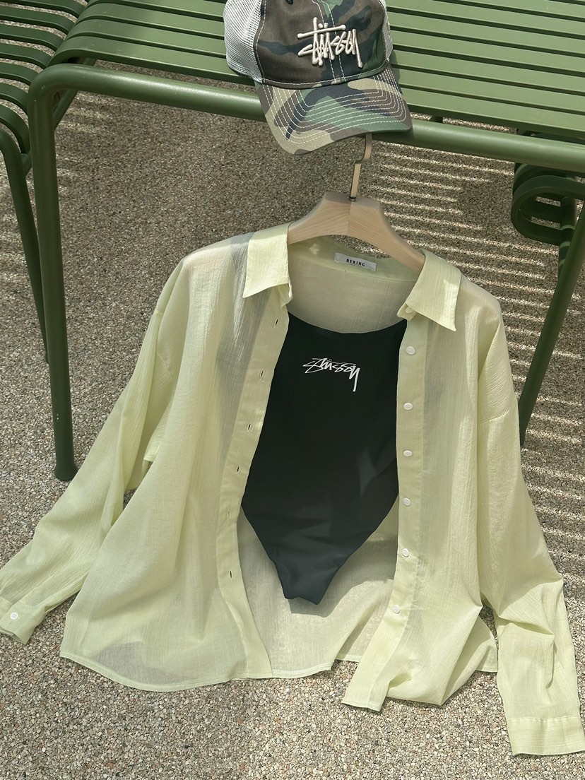 BYRING韓國代購㊣女士新品時尚25春夏熱賣推薦休閑襯衫蕾絲衫BYRING襯衫/蕾絲衫圖色1