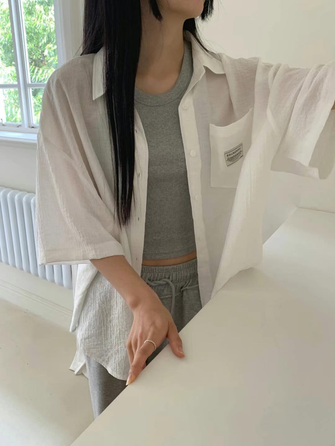LEVEL東大門㊣直郵女裝新款休閑時尚25春夏人氣真品襯衫蕾絲衫LEVEL襯衫/蕾絲衫