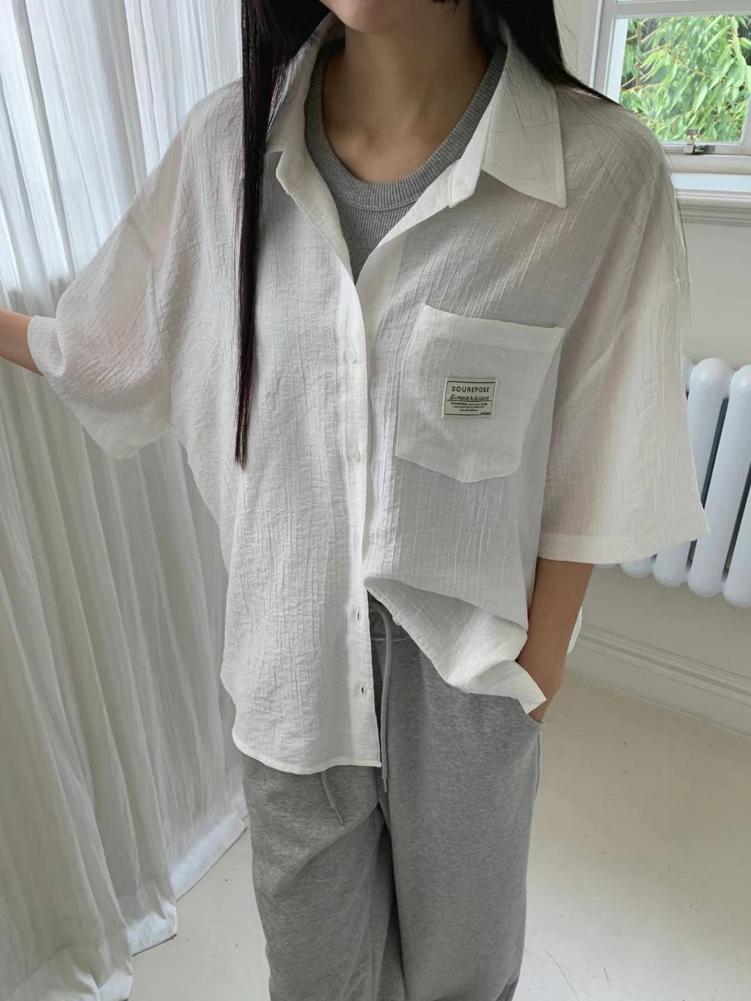 LEVEL東大門㊣直郵女裝新款休閑時尚25春夏人氣真品襯衫蕾絲衫LEVEL襯衫/蕾絲衫