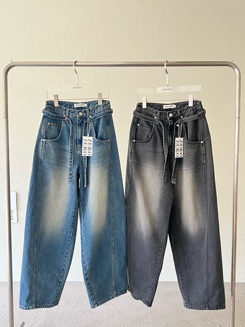 ZEROZERO東大門㊣代購女裝新品人氣25春夏牛仔褲含腰繩腰帶ZEROZERO牛仔褲