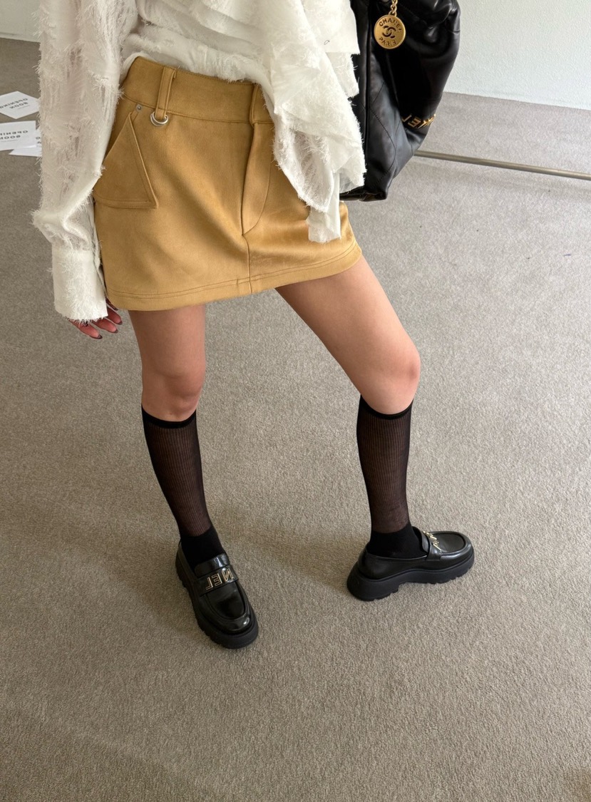 ZEROZERO東大門㊣直郵女士新品職業休閑人氣25春夏短裙絨面革ZEROZERO短裙圖色3
