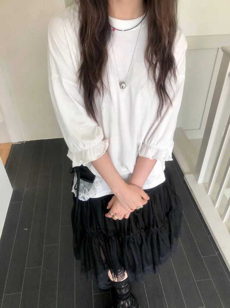 EXCUSE韓國代購㊣女士新品真品25春夏熱賣時尚職業人氣長袖T恤EXCUSE長袖T恤圖色1