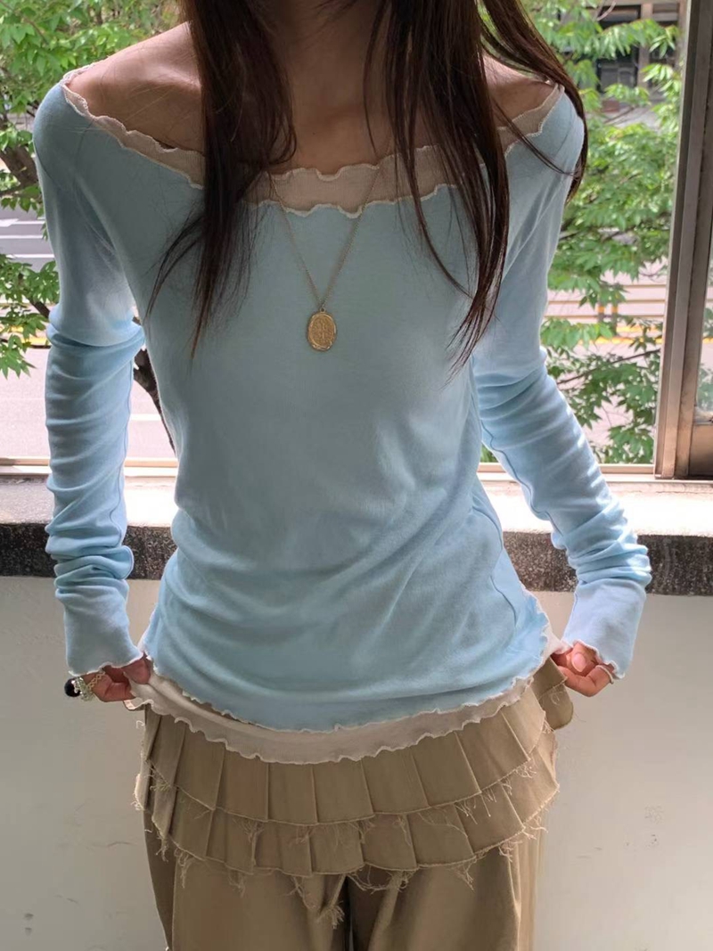 EXCUSE韓國直郵㊣女士新品時尚人氣熱賣真品推薦職業長袖T恤EXCUSE長袖T恤圖色1