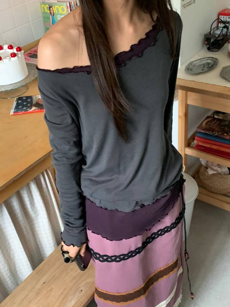 EXCUSE韓國直郵㊣女士新品時尚人氣熱賣真品推薦職業長袖T恤EXCUSE長袖T恤圖色2
