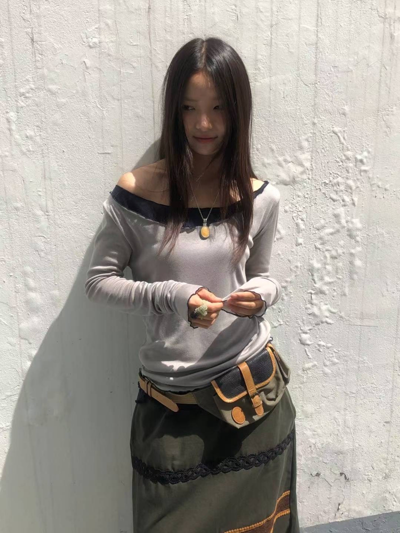 EXCUSE韓國直郵㊣女士新品時尚人氣熱賣真品推薦職業長袖T恤EXCUSE長袖T恤圖色3