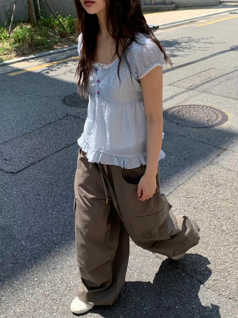 EXCUSE東大門㊣實拍女士新品熱賣時尚25春夏職業襯衫蕾絲衫EXCUSE襯衫/蕾絲衫