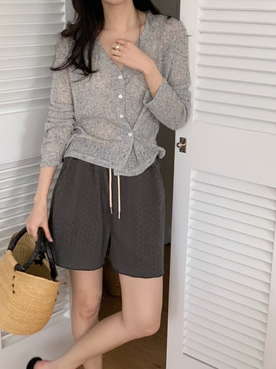 HIDEWAY東大門㊣直郵女裝新款真品熱賣25春夏人氣針織衫亞麻布HIDEWAY針織衫圖色3