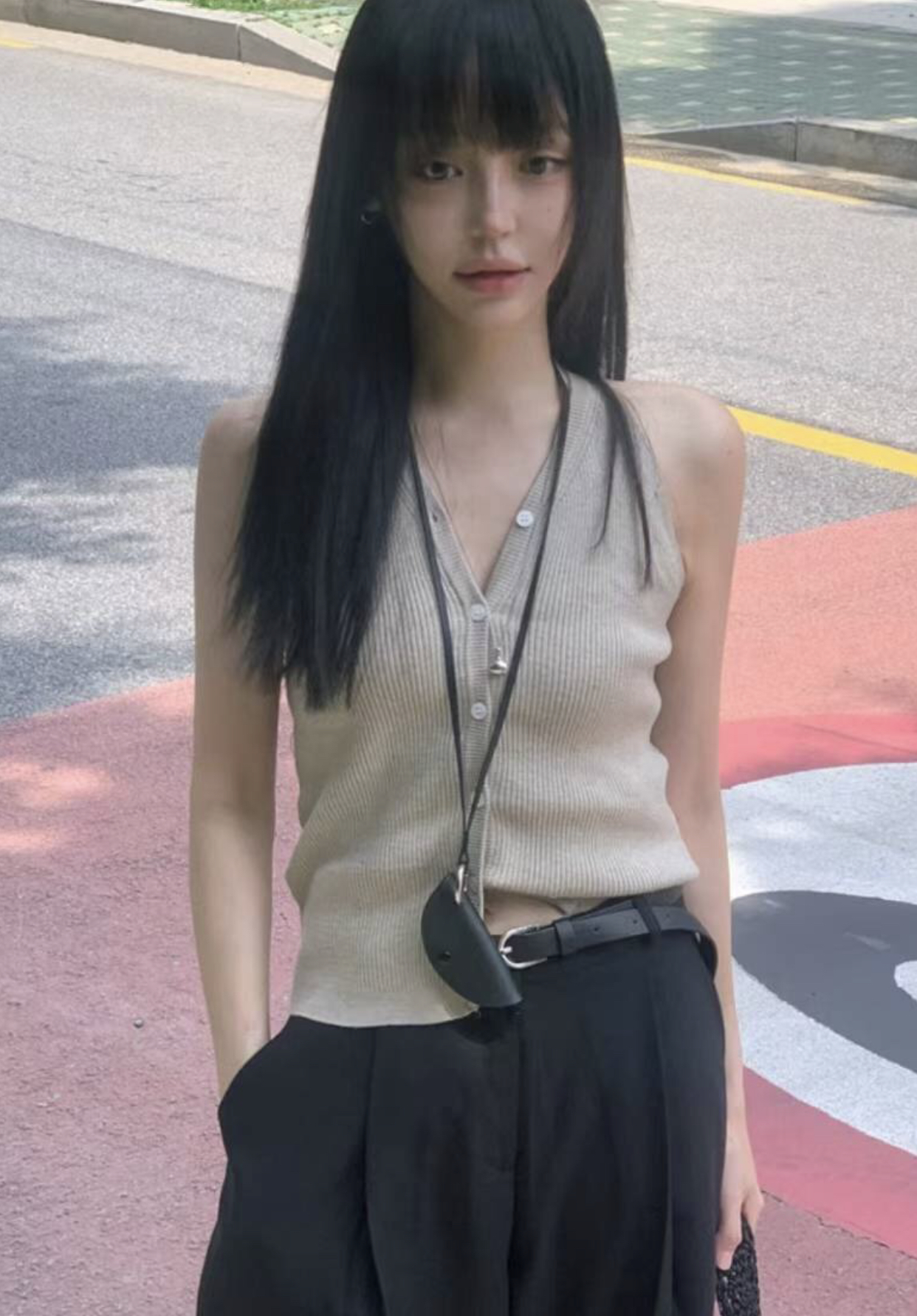 HIDEWAY韓國直郵㊣女裝新款推薦熱賣休閑人氣真品時尚馬甲紐扣HIDEWAY馬甲圖色2