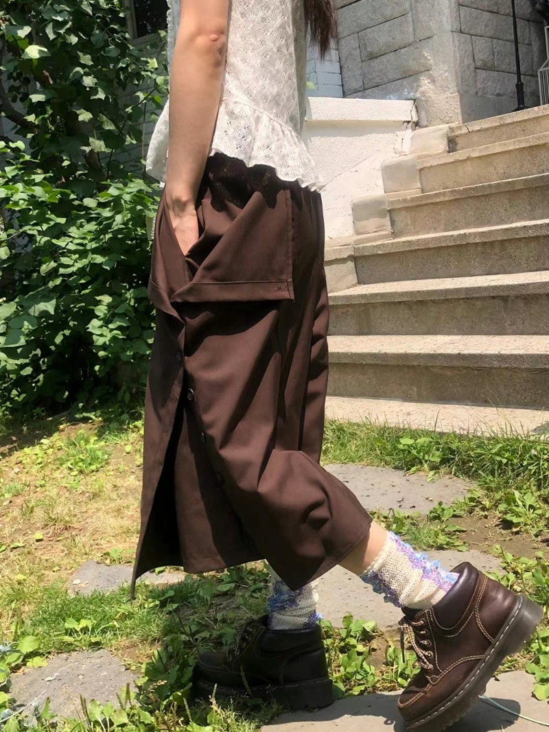 EXCUSE韓國代購㊣女士新品時尚25春夏推薦人氣熱賣職業休閑褲EXCUSE休閑褲