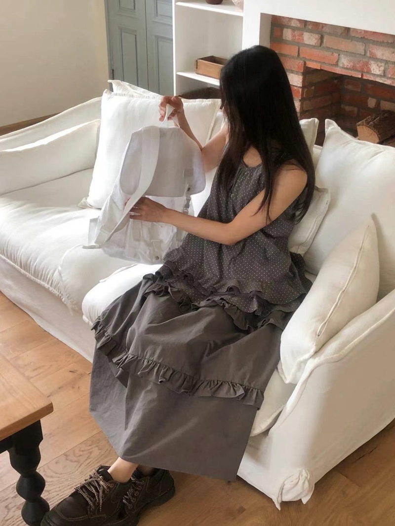 EXCUSE韓國直郵㊣女士新品休閑職業推薦時尚25春夏真品長裙EXCUSE長裙圖色2