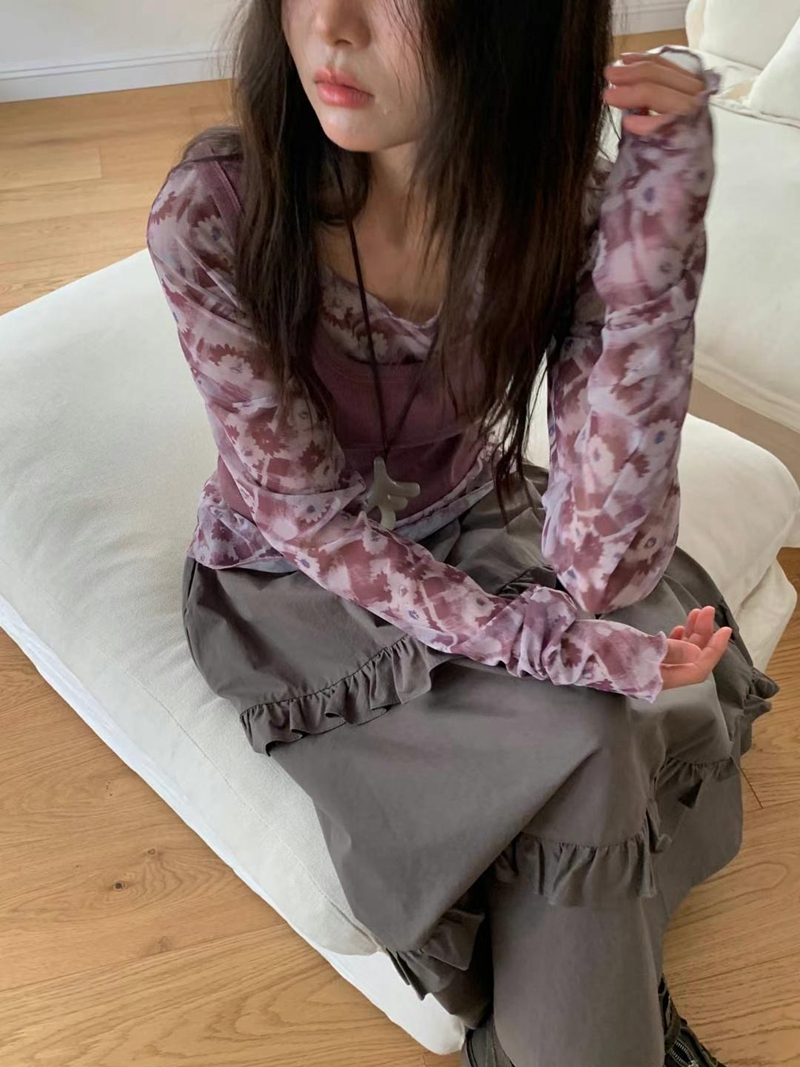 EXCUSE韓國直郵㊣女裝新品熱賣休閑人氣推薦真品時尚長袖T恤EXCUSE長袖T恤圖色2