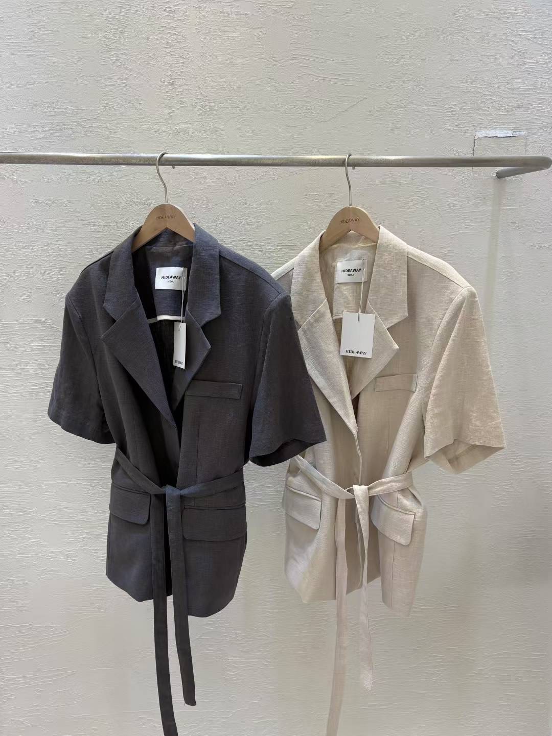 HIDEWAY東大門㊣實拍女裝新品人氣25春夏推薦真品時尚夾克亞麻HIDEWAY夾克