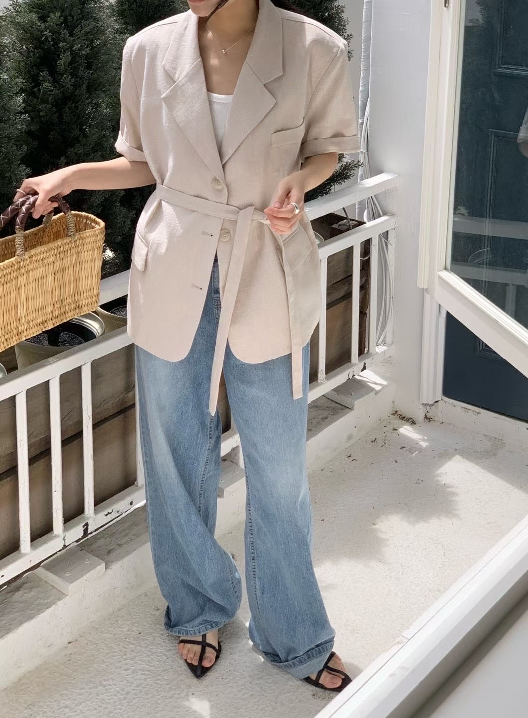HIDEWAY東大門㊣實拍女裝新品人氣25春夏推薦真品時尚夾克亞麻HIDEWAY夾克