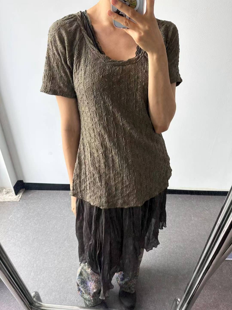 EXCUSE韓國代購㊣女裝新款休閑25春夏人氣推薦時尚真品職業T恤EXCUSET恤圖色2