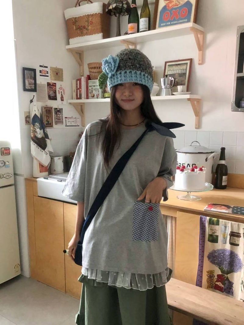 EXCUSE韓國直郵㊣女士新款25春夏時尚職業休閑熱賣真品人氣T恤EXCUSET恤圖色2