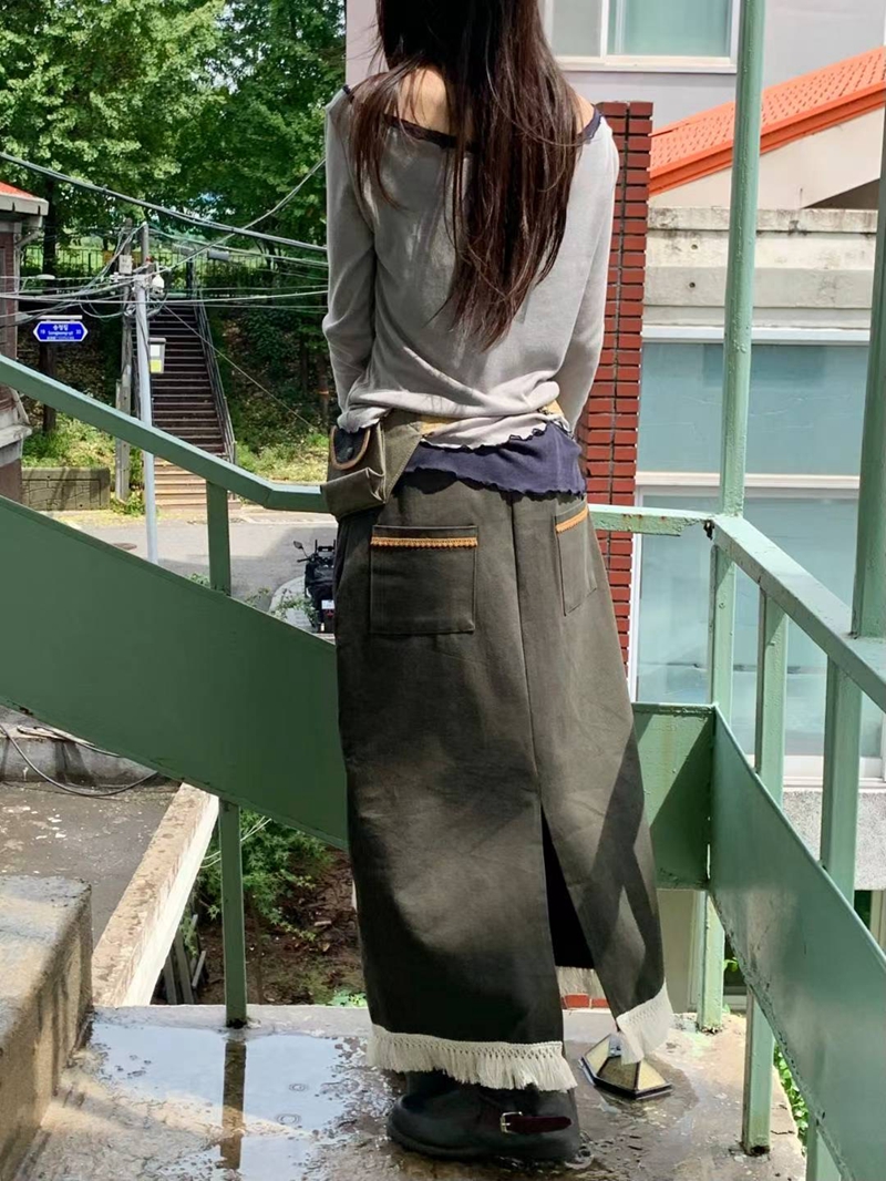 EXCUSE韓國直郵㊣女裝新款人氣時尚熱賣25春夏職業推薦長裙EXCUSE長裙