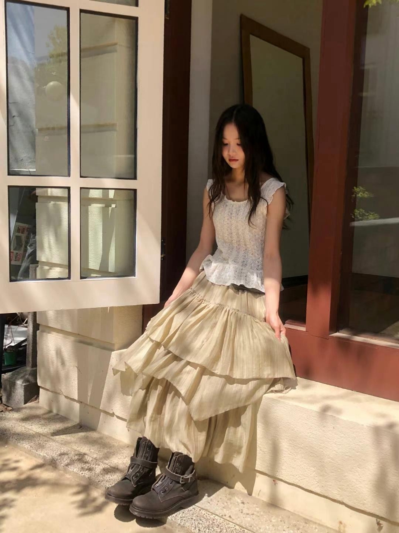 EXCUSE韓國代購㊣女士新款職業休閑熱賣推薦人氣真品25春夏長裙EXCUSE長裙