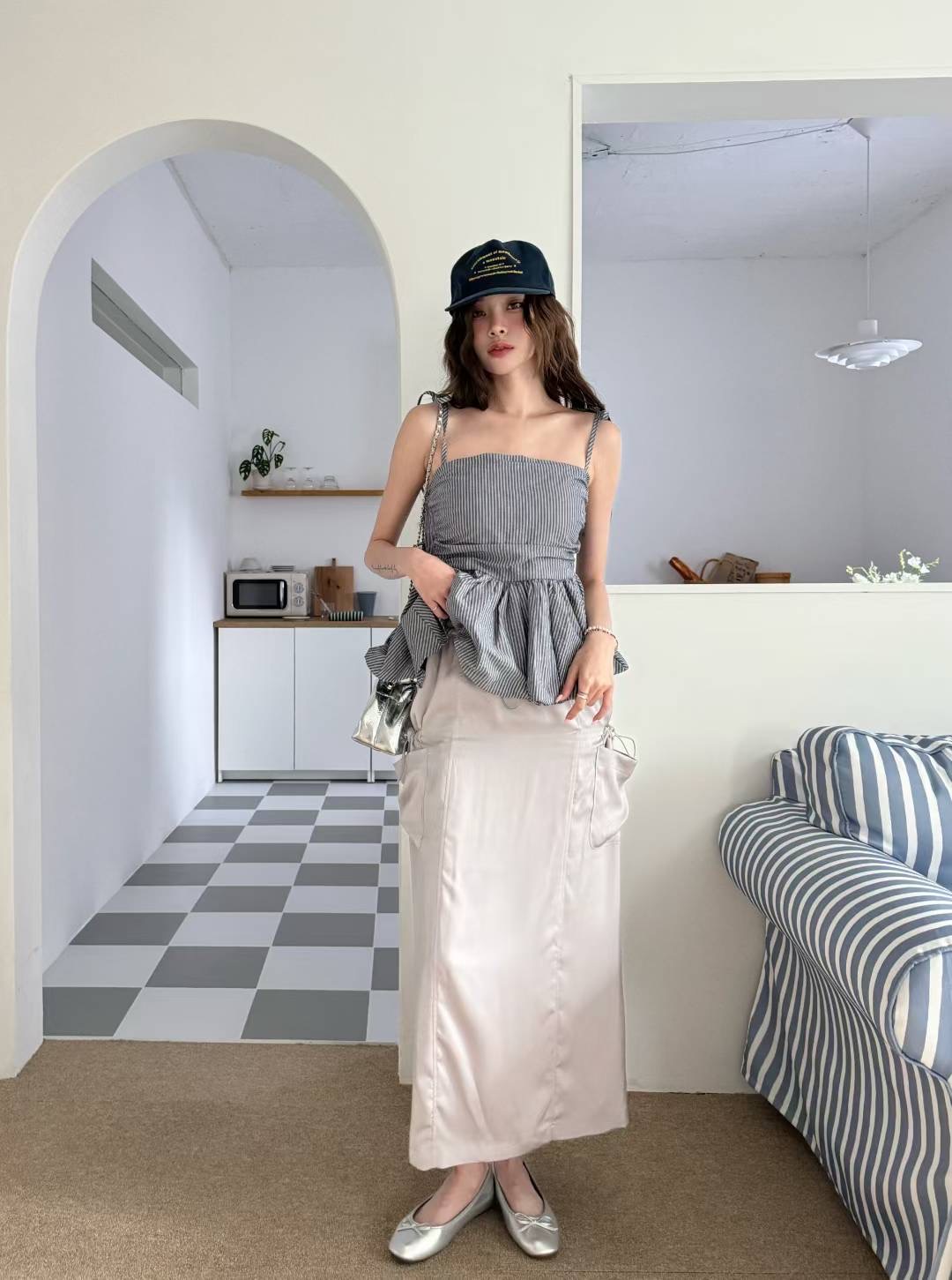 GISELE東大門㊣實拍女裝新品推薦時尚25春夏熱賣真品休閑長裙GISELE長裙圖色3