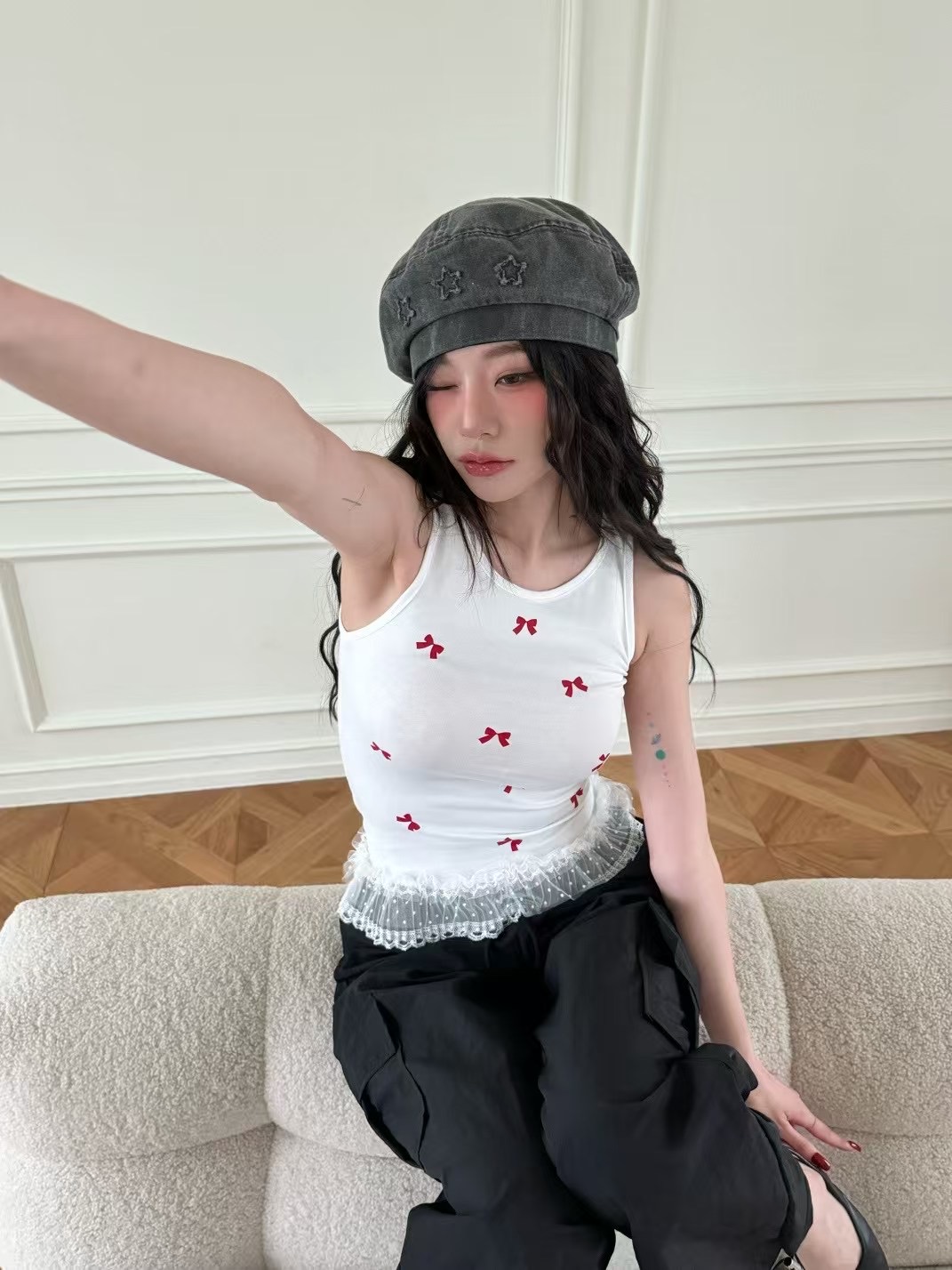 GISELE韓國代購㊣女裝新款熱賣休閑人氣25春夏推薦吊帶背心GISELE吊帶/背心圖色2
