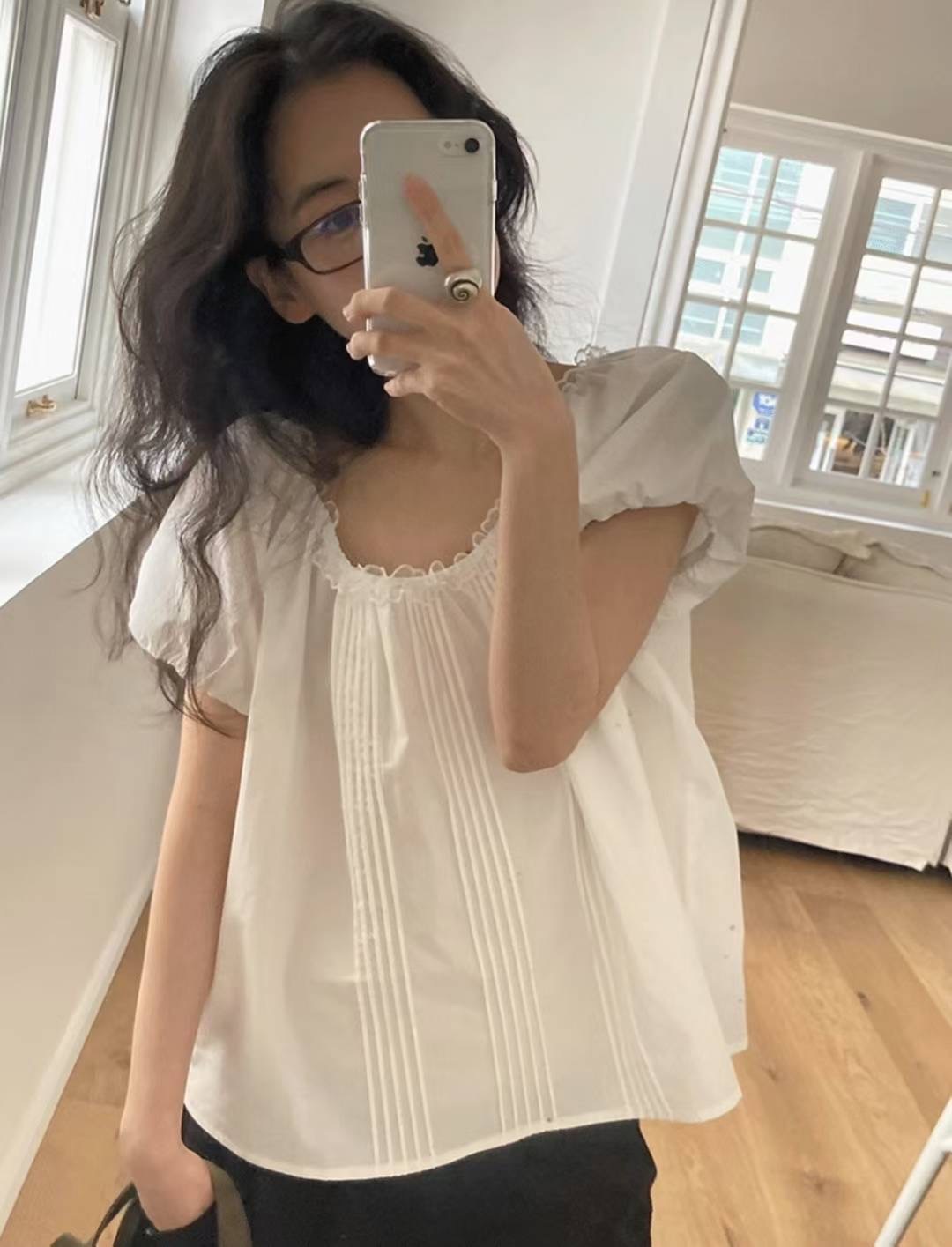MELMEONT韓國直郵㊣女士新品真品25春夏休閑人氣襯衫蕾絲衫MELMEONT襯衫/蕾絲衫