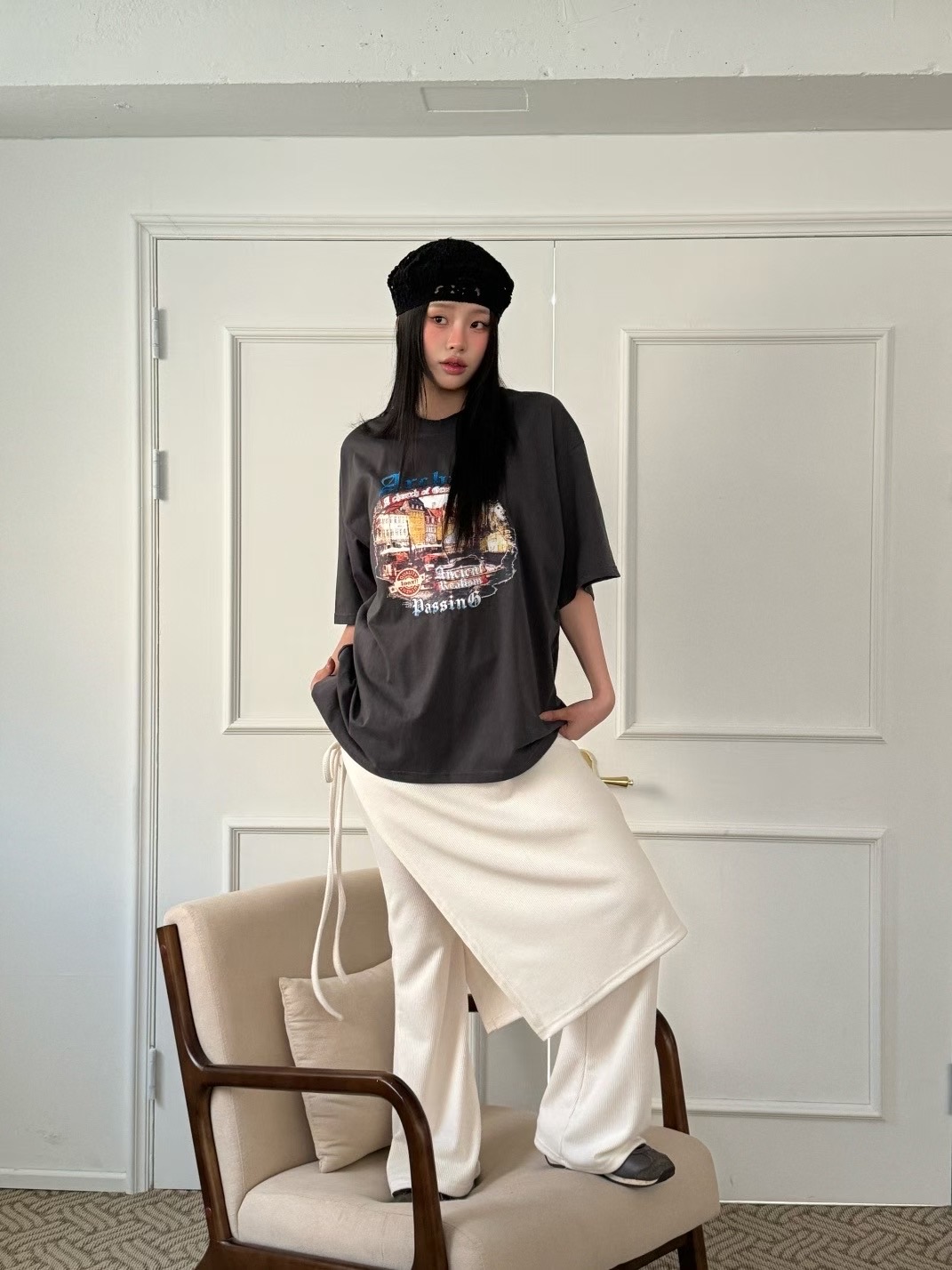 GISELE東大門㊣直郵女士新款時尚人氣真品推薦職業休閑25春夏T恤GISELET恤圖色2