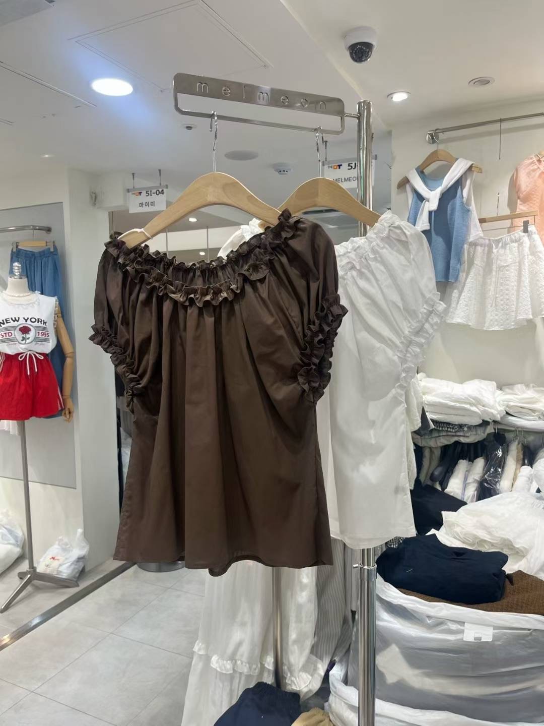 MELMEONT韓國直郵㊣女士新款25春夏人氣職業時尚襯衫蕾絲衫MELMEONT襯衫/蕾絲衫圖色2左二色