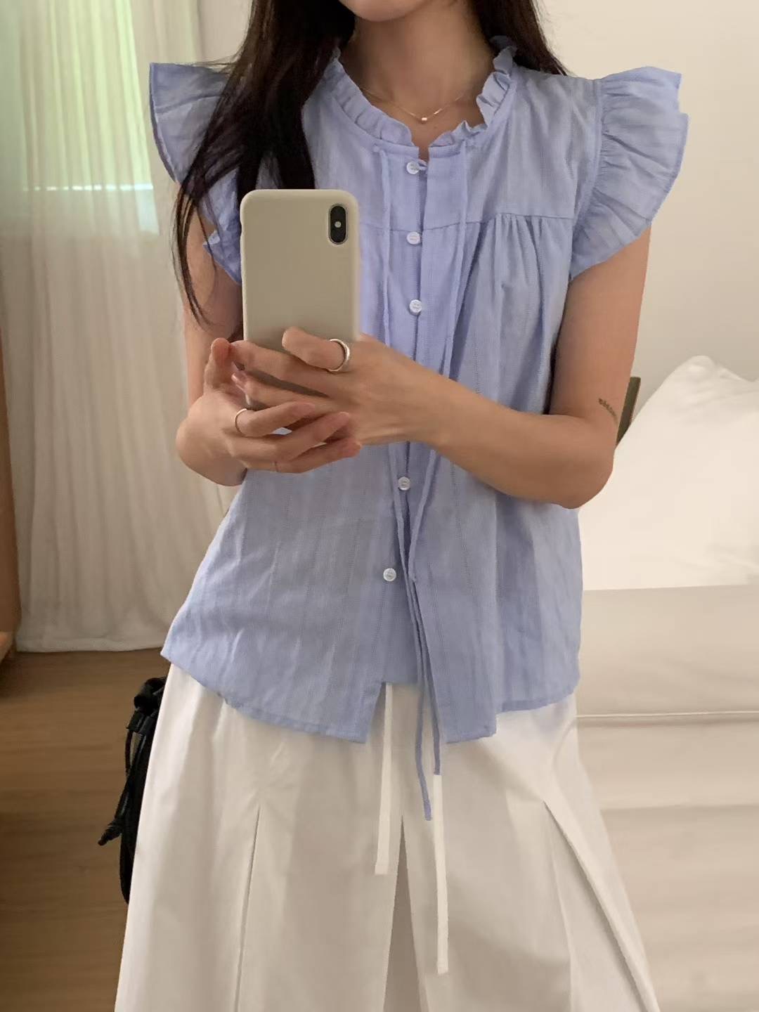 MELMEONT韓國直郵㊣女士新款時尚25春夏熱賣休閑襯衫蕾絲衫MELMEONT襯衫/蕾絲衫