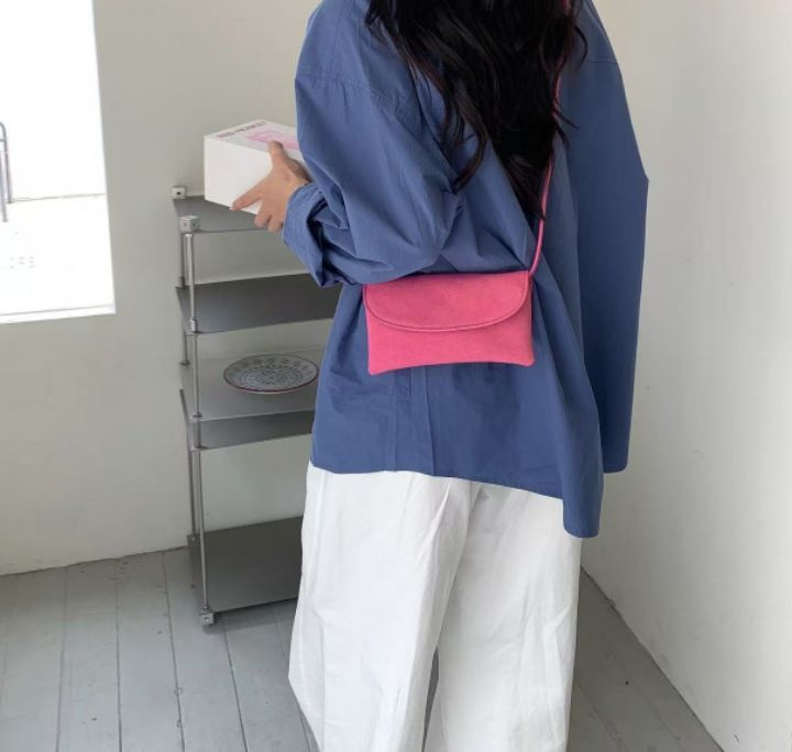 TROUVAILLE東大門㊣直郵女士新款熱賣休閑單肩斜跨包絨面革TROUVAILLE單肩/斜跨包圖色3