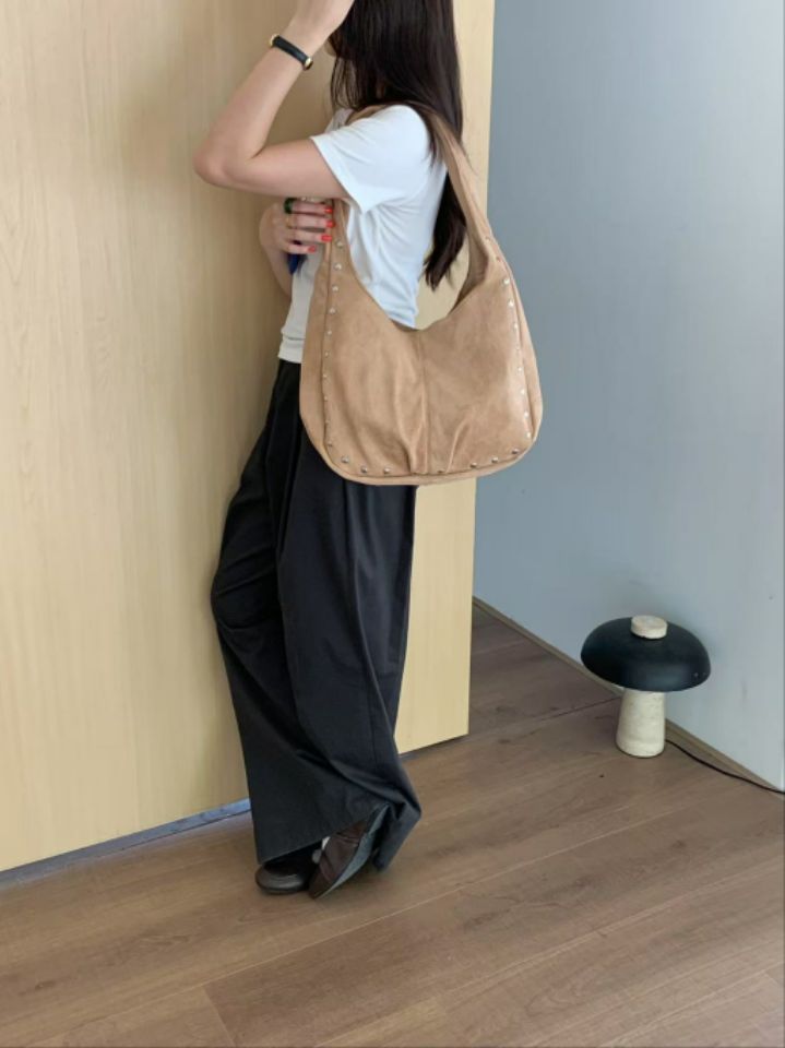 TROUVAILLE東大門㊣代購女裝新款職業25春夏單肩斜跨包絨面革TROUVAILLE單肩/斜跨包